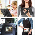 Shockproof tablet case showing the integrated pencil holder with stylus charging support.