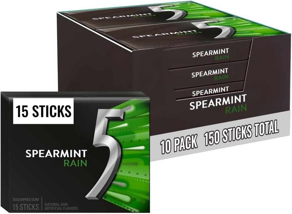 5 GUM Five 5 Focus Sugar Free Gum Spearmint 15 Piece Pack (Pack Of 10) Spearmint/10 Count - Image 1
