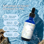 Close up of Biotrace Silica Drops dropper bottle packaging