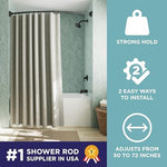 Zenna Home curved shower rod showing extra space benefit