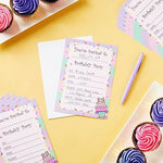Juvale fill in invitation cards displaying preprinted lines for party date and time details