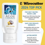 Aloe Cadabra edible flavored lubricant packaging showing 95 percent organic aloe vera content.