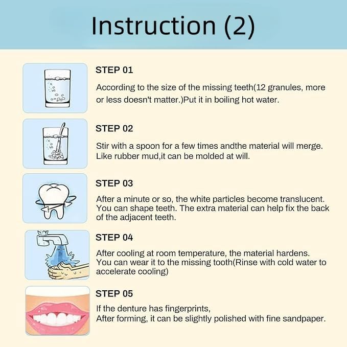 Yiluyuni temporary tooth repair kit contents display