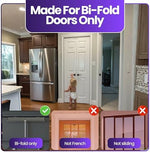Detailed view of child safety lock mechanism on bifold door
