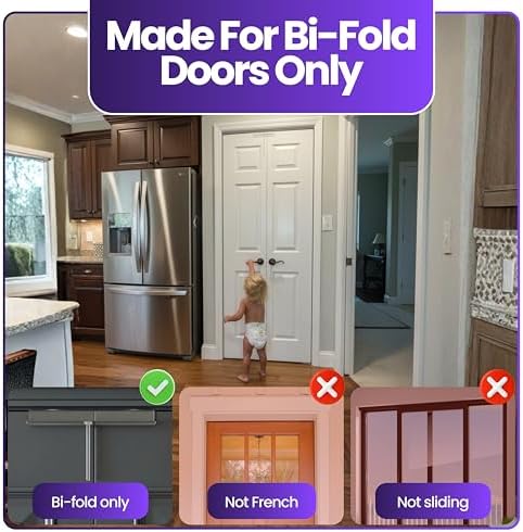 Detailed view of child safety lock mechanism on bifold door