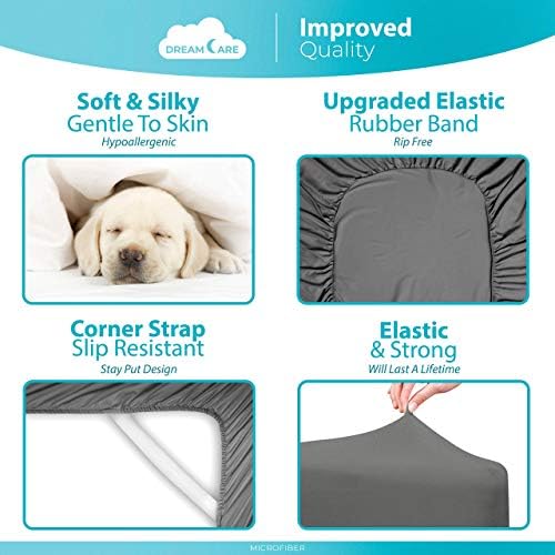 DreamCare grey fitted sheet neatly folded showing storage pocket