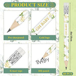 Tinlade mini half pencils with erasers featuring botanical greenery leaf patterns and gold accents.
