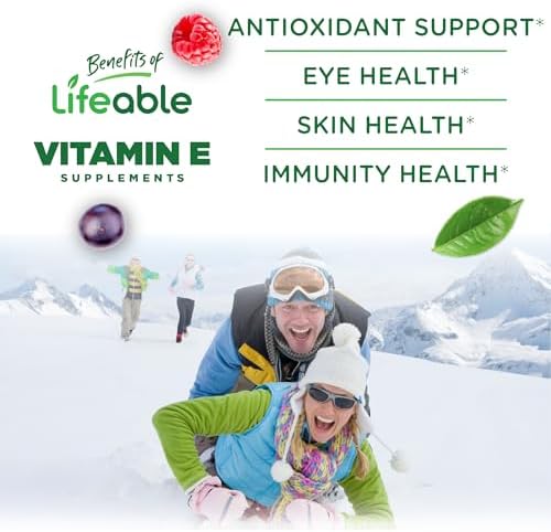 Gluten free vegan vitamin E 400 IU chewable supplements for healthy skin.