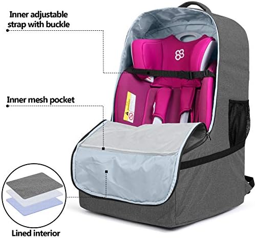 Luxja Car Seat Travel Bag side profile with external pockets