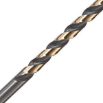 OXTUL black and gold coated drill bits close-up showing spiral flutes