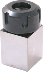 HHIP collet block standing upright for CNC setup
