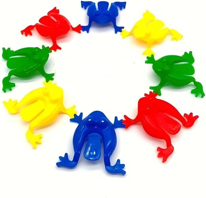 Kidology colorful mini jumping frogs front view layout on an educational play mat.