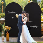 Premium black event backdrop sleeve installed on a round top frame