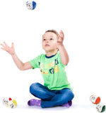 Multi colored interactive children toy balls showing different funny face designs