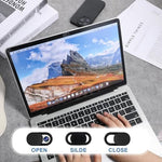 Peel and stick laptop camera block slider mechanism illustration