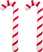 Soochat 34.6-inch inflatable candy canes set up as festive outdoor garden decorations.