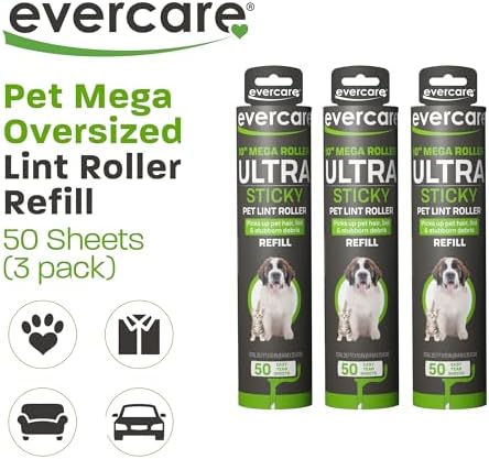 Three pack of 10 inch wide mega lint roller refill rolls side by side