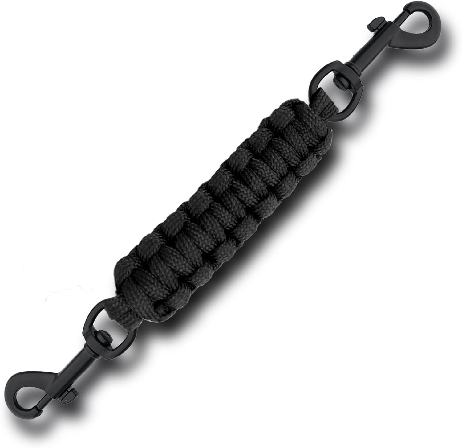 Generic dog collar safety clip in solid black shown from front view with dual metal clasps.