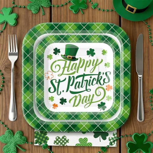 Square 9 inch dinner plates for St Patricks Day