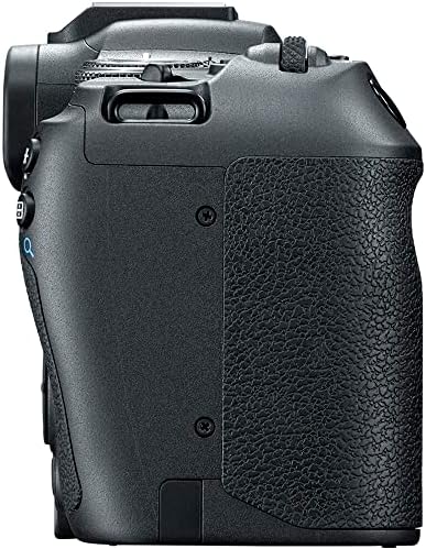 Canon EOS R8 full frame camera body angled view demonstrating its ultra-compact and portable structural profile