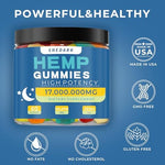 Fruit flavored Snedark hemp gummies in glass jar