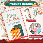 Festive interactive greeting card book showing gift card slots