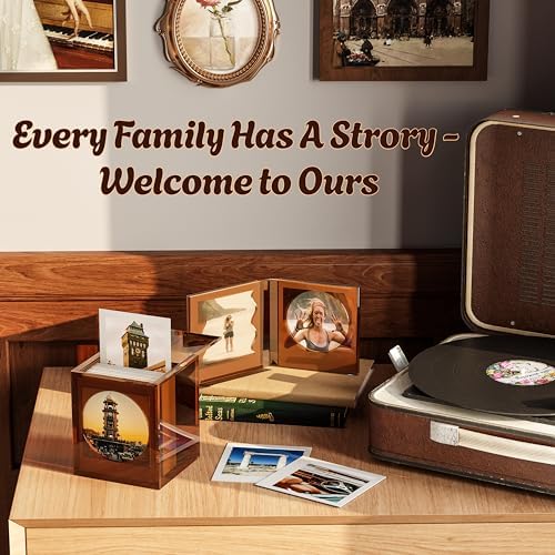 WINKINE acrylic Polaroid storage box on a wooden desk