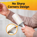Four lint rollers arranged to show the 800 sheet capacity and durable handles