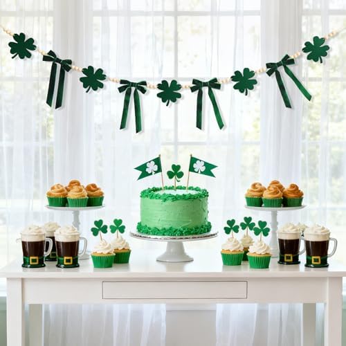 CRAFLOX St Patricks Day festive garland draped across an elegant living room wall display