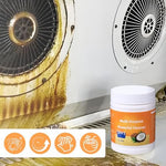 Heavy duty kitchen cleaner removing grease from a stainless steel stove top