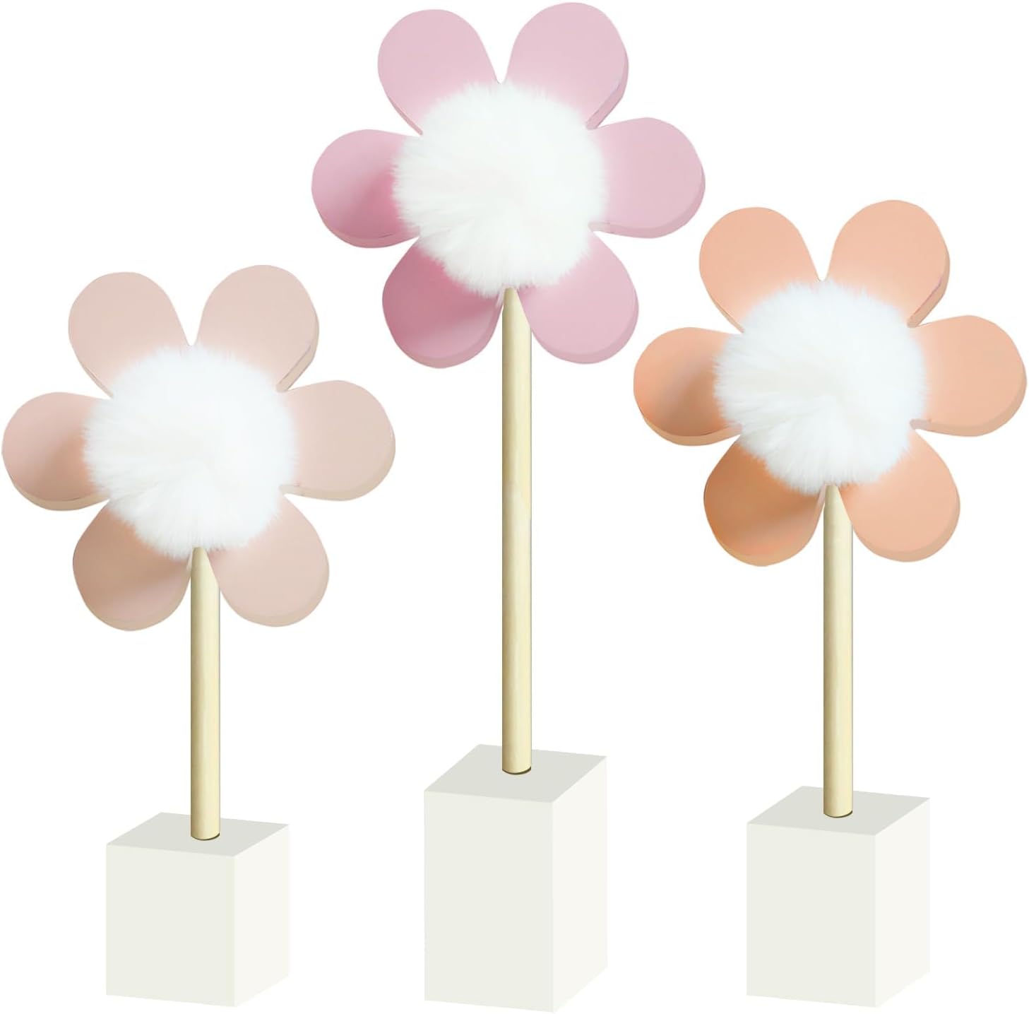 Cobzier daisy nursery shelf decor three pack front view on room display