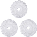 Dangshan microfiber spin mop head replacement three pack front view displaying white cleaning strands.