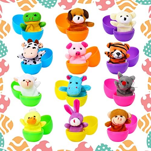 Children playing with premium velvet fabric frog and bear puppets on their fingers