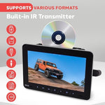 Pyle PLHRDVD904 black vehicle multimedia monitor with its convenient removable leather protective screen cover attached