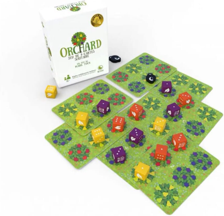Giga Mech Games Orchard 9 Card Solitaire Game front view premium solo strategy tabletop puzzle.
