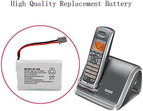 Product packaging showing the full set of four replacement batteries for multi handset landline setups.