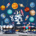 Runloon space theme party swirls streamers showcasing a variety of ten unique celestial designs.