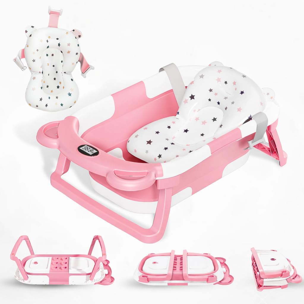 Happy Otter portable baby bathtub front view with heat sensor