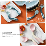Portable baby training cutlery set with ergonomic bendable handles