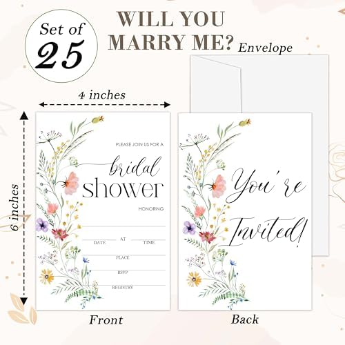 OXRUN floral wedding cards with matching white envelopes on a wooden background
