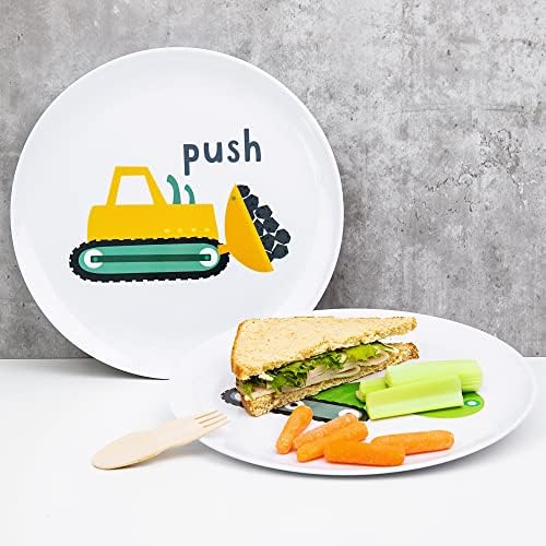 Set of 4 BPA-free plastic construction plates for toddlers