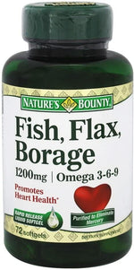 Nature's Bounty fish flax borage omega 3-6-9 front view bottle