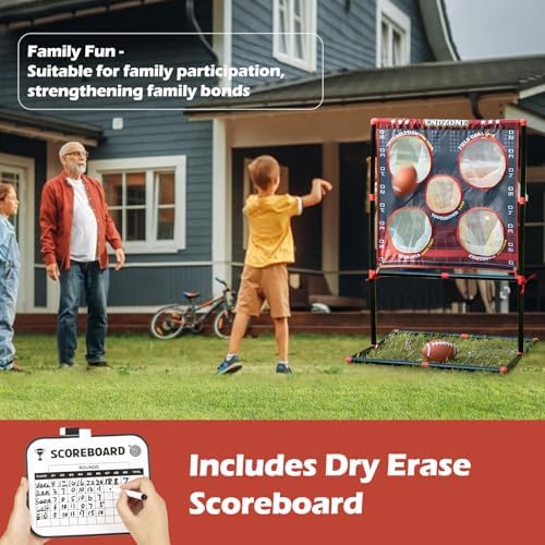 Children practicing hand-eye coordination with the portable multi-sport target set