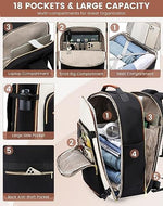 Rear view of the LOVEVOOK laptop backpack showcasing the thick padded shoulder straps and integrated trolley luggage strap.