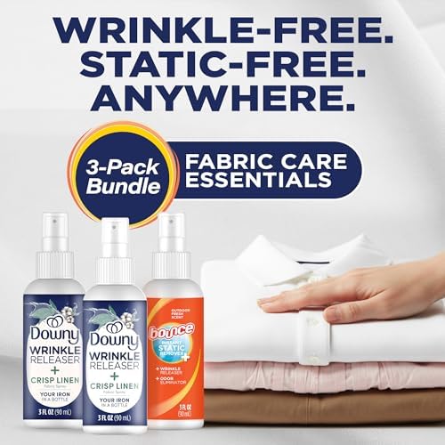 Three pack collection of imported fabric crease remover and static guard sprays for clothes