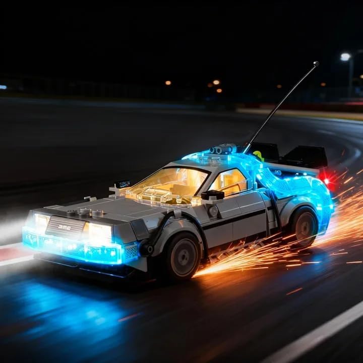 Kyglaring LED light kit for Lego Speed Champions Time Machine front view