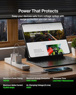 Side view of Belkin surge protector cord and plug