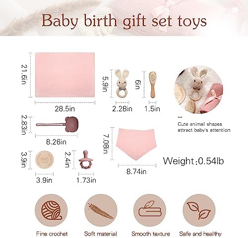 EERKEOD Infant Care Kit natural wooden soft bristle baby hairbrush and wooden milestone disc keepsake