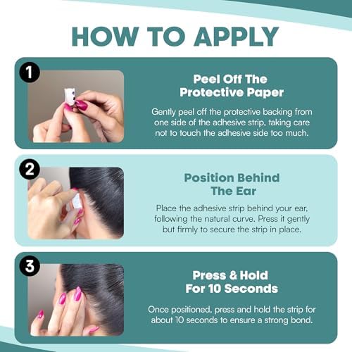 Water resistant cosmetic ear stickers for protruding ears being pressed onto skin