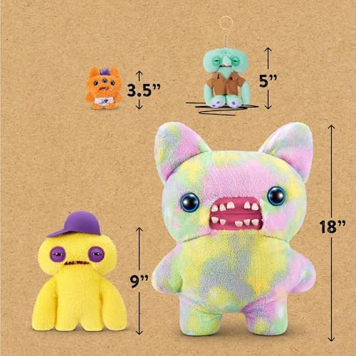 Pinkle McStinkles Fuggler monster plush sitting on a shelf